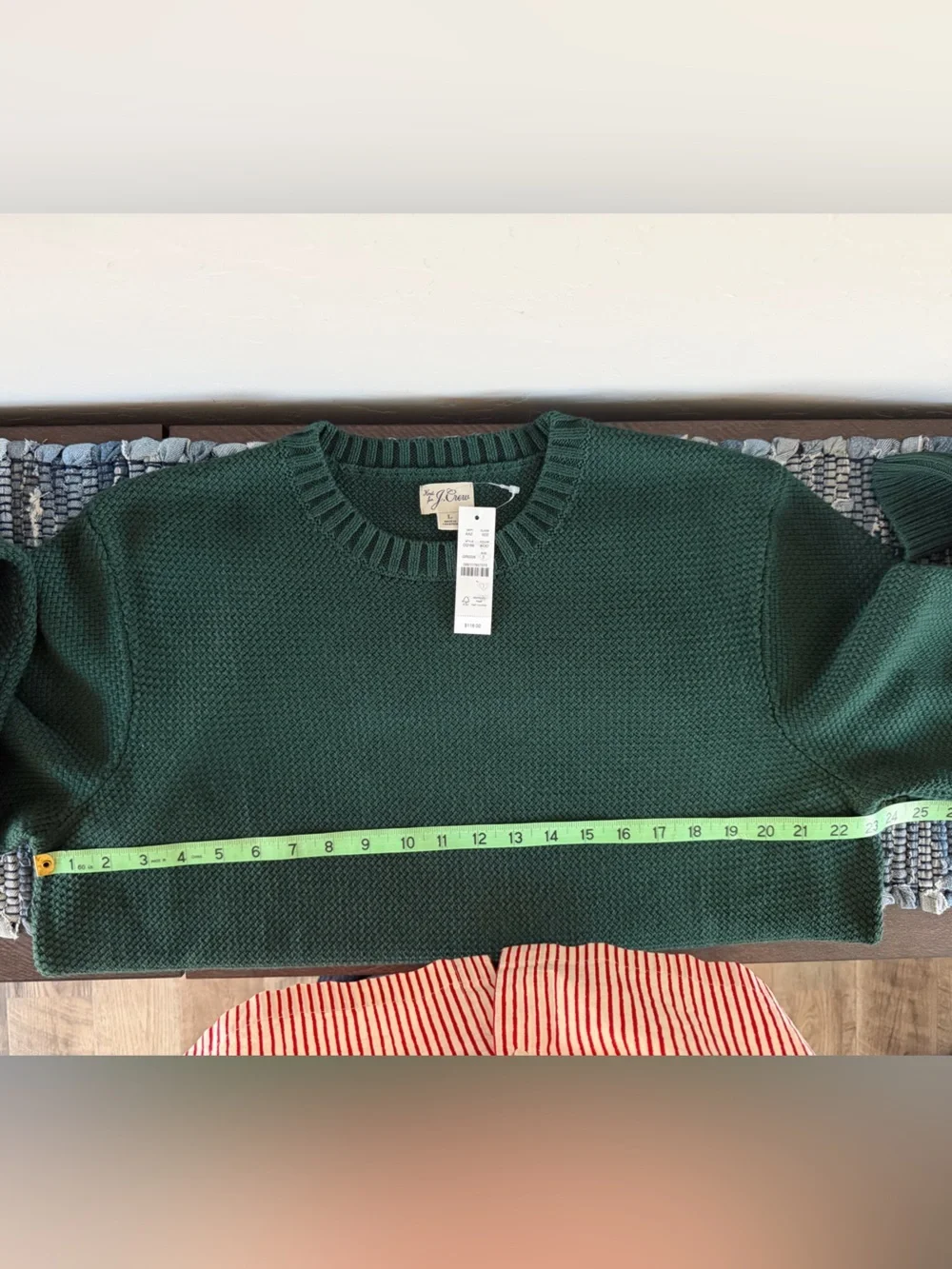 J.Crew Heritage Textured Cotton Knit Sweater Forest Green Large NWT